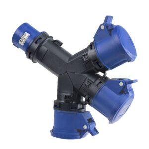 Famatel Adaptador 1 clavija / 3 bases 2P+T 16A IP54 Ref: 15006