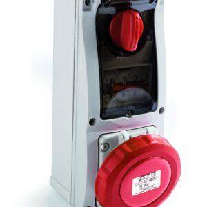 Famatel Base 3P+T 63A IP67 interblocante de superficie con magnetotérmico Ref: 25306