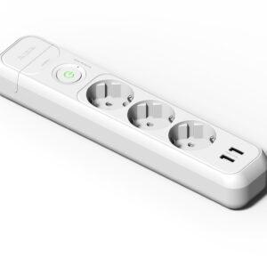 Famatel Base 3 tomas 16A con toma de tierra, interruptor y 2 puertos USB