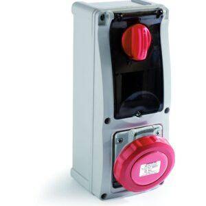 Famatel Base 3P+N+T 32A IP67 interblocante de superficie con Carril DIN Ref: 26326