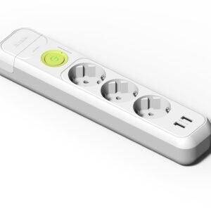 Famatel Base 3 tomas 16A con toma de tierra, interruptor, 2 puertos USB y 1.5m de cable