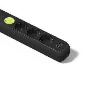 Famatel Base 3 tomas 16A con toma de tierra, interruptor, 2 puertos USB y 1.5m de cable