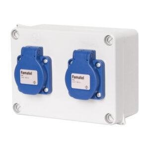Famatel Caja estanca cableada con 2 tomas schuko IP54