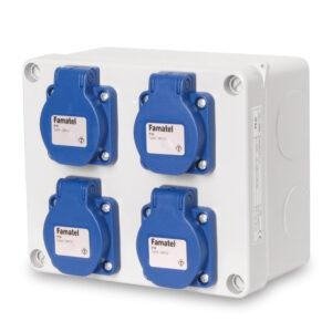 Famatel Caja estanca cableada con 4 tomas schuko IP54