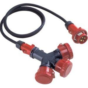 Famatel Adaptador 2P+T 16A con prolongador IP67 1 Clavija / 3 Bases Ref: 31014