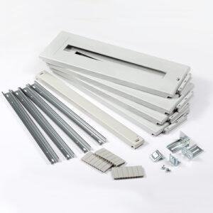 KIT TAPAS PLÁSTICAS superficie + RAÍL DIN (2 TAPAS 200 + 1 TAPA CIEGA
