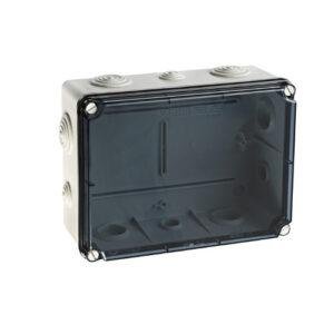 CAJA DE DERIVACIÓN IP65 197x260x100 CON CONOS tapa transp.