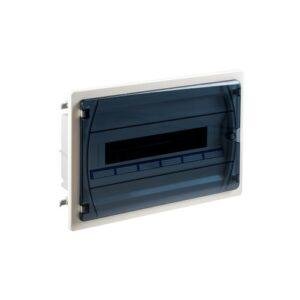 CAJA distrib. IP40 empotrar PARED HUECA 1x18 MÓD. puerta transp.