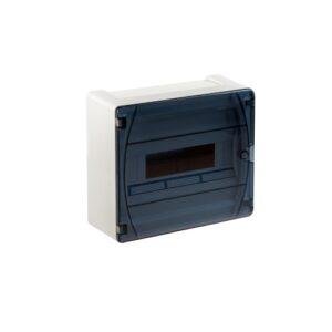 CAJA distrib. IP40 superficie 1x12 MÓDULOS puerta transp.