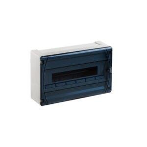 CAJA distrib. IP40 superficie 1x18 MÓDULOS puerta transp.
