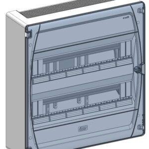 CAJA distrib. IP40 superficie 2x18 (36) MÓDULOS puerta transp.