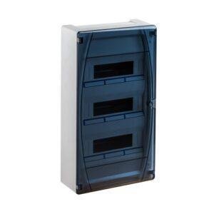 CAJA distrib. IP40 superficie 3x12 (36) MÓDULOS puerta transp.