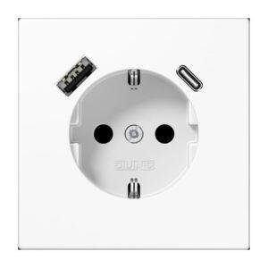Jung Enchufe Schuko con USB tipo AC serie LS blanco