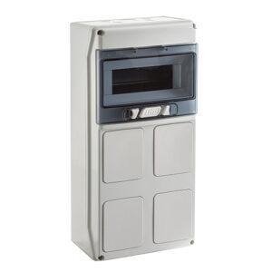COFRET IP65 PARA TOMAS DE CORRIENTE 1x9 MÓDULOS VENTANA TAPAS