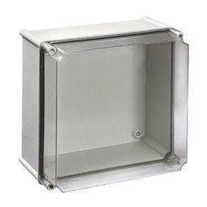 CAJA doble aislamiento IP66 poliéster TAPA PC TRANSPARENTE 4x4 MÓDULOS
