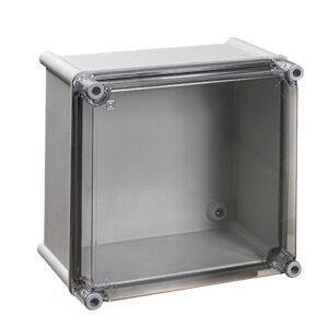 CAJA doble aislamiento IP66 poliéster TAPA PC TRANSPARENTE 6x6 MÓDULOS