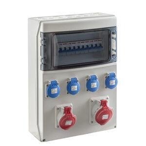 COFRET IP54 CON TOMAS DE CORRIENTE Y PROTECCIONES 1x12 MÓDULOS