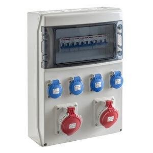 COFRET IP54 CON TOMAS DE CORRIENTE Y PROTECCIONES 1x12 MÓDULOS