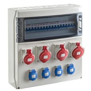 COFRET IP54 CON TOMAS DE CORRIENTE Y PROTECCIONES 1x18 MÓDULOS