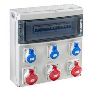 COFRET IP54 CON TOMAS DE CORRIENTE Y PROTECCIONES 1x18 MÓDULOS