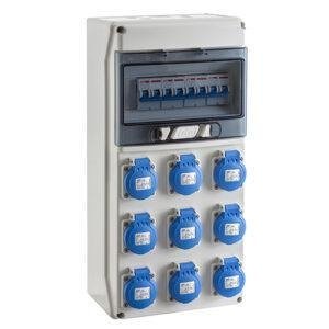 COFRET IP54 CON TOMAS DE CORRIENTE Y PROTECCIONES 1x9 MÓDULOS (CSN9PT)