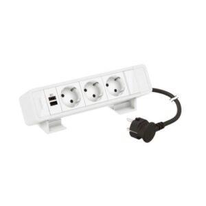 Legrand IN-ONDESK 3X2P+T+USB AC 15W BL