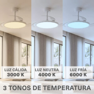 Gabarron ventilador de techo con aspas retráctiles y luz ambiente Varys Pro 107 DC