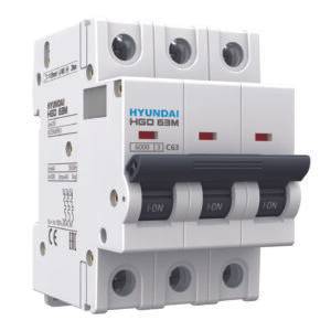 Interruptor magnetotérmico Hyundai Electric HGD 3P 16 A Curva C 10 kA para cuadro eléctrico - HGD63-P3P016C