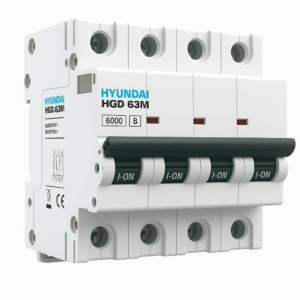 Interruptor magnetotérmico Hyundai Electric HGD 4P 16 A Curva C 10 kA para cuadro eléctrico - HGD63-P4P016C