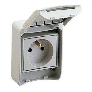 Schneider 81140 Base empotrar con brida 10/16A 2P+TT 1 toma gris