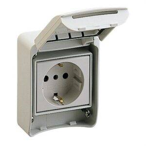 Schneider 81141 Base empotrar con brida 10/16A 2P+TT lateral toma gris