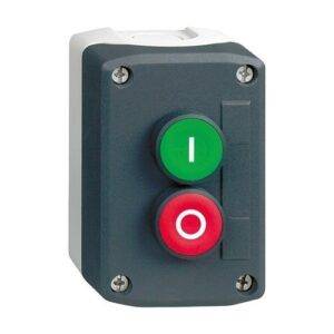 Schneider XALD214 Caja 2 pulsadores rasante / salida "I/O" verde
