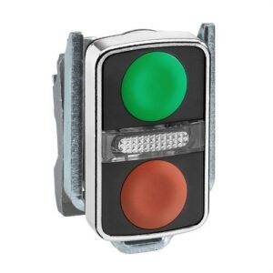 Schneider ZB4BW7A3740 Cabeza pulsador doble + piloto verde / rojo sin