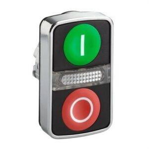 Schneider ZB4BW7A3741 Cabeza pulsador doble + piloto blanco / verde-I