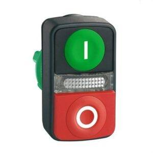 Schneider ZB5AW7L3741 Cabeza pulsador doble plástico + piloto blanco
