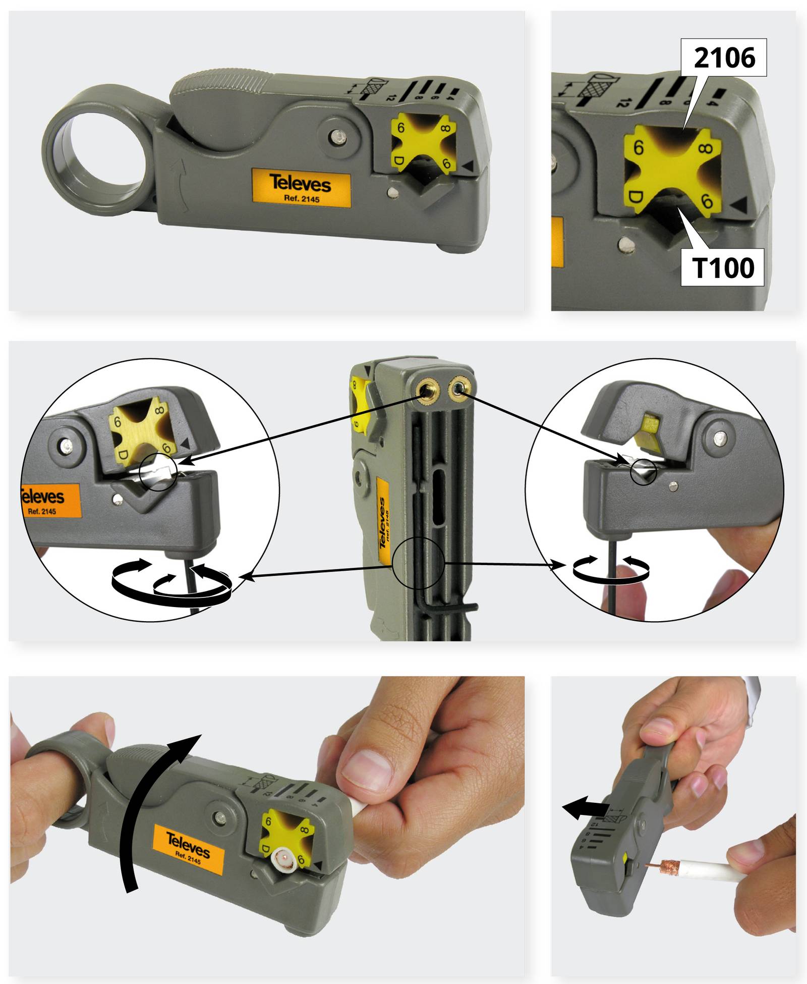 Televes Pelacables profesional para cable coaxial y cable de 2145 - Imagen 5