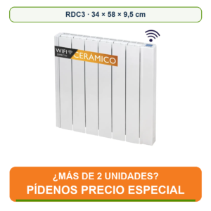 Gabarron RDC3 Emisor Cerámico RDC3 con control WIFI Directo. Inercia Térmica Avanzada. Programable. 500W